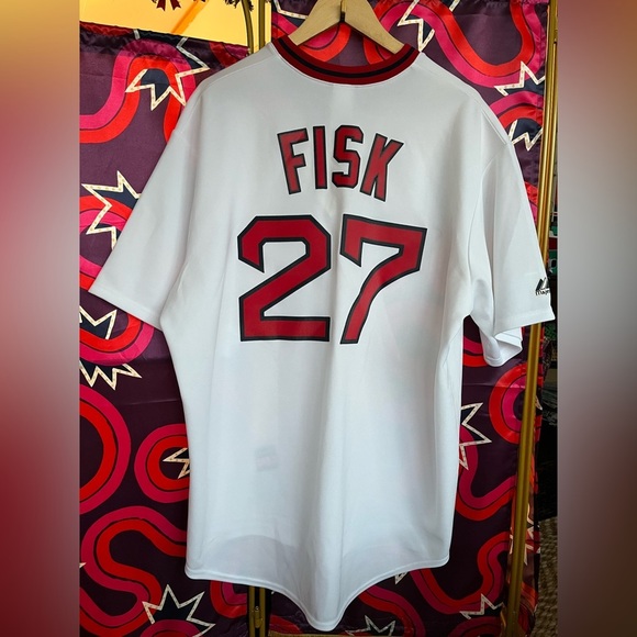 NWT Vintage Majestic Boston Red Sox Carlton Fisk Cooperstown Hall Of Fame Jersey - Picture 2 of 14